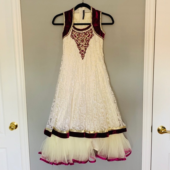 Lace and Velvet Kids Gown - Picture 1 of 6